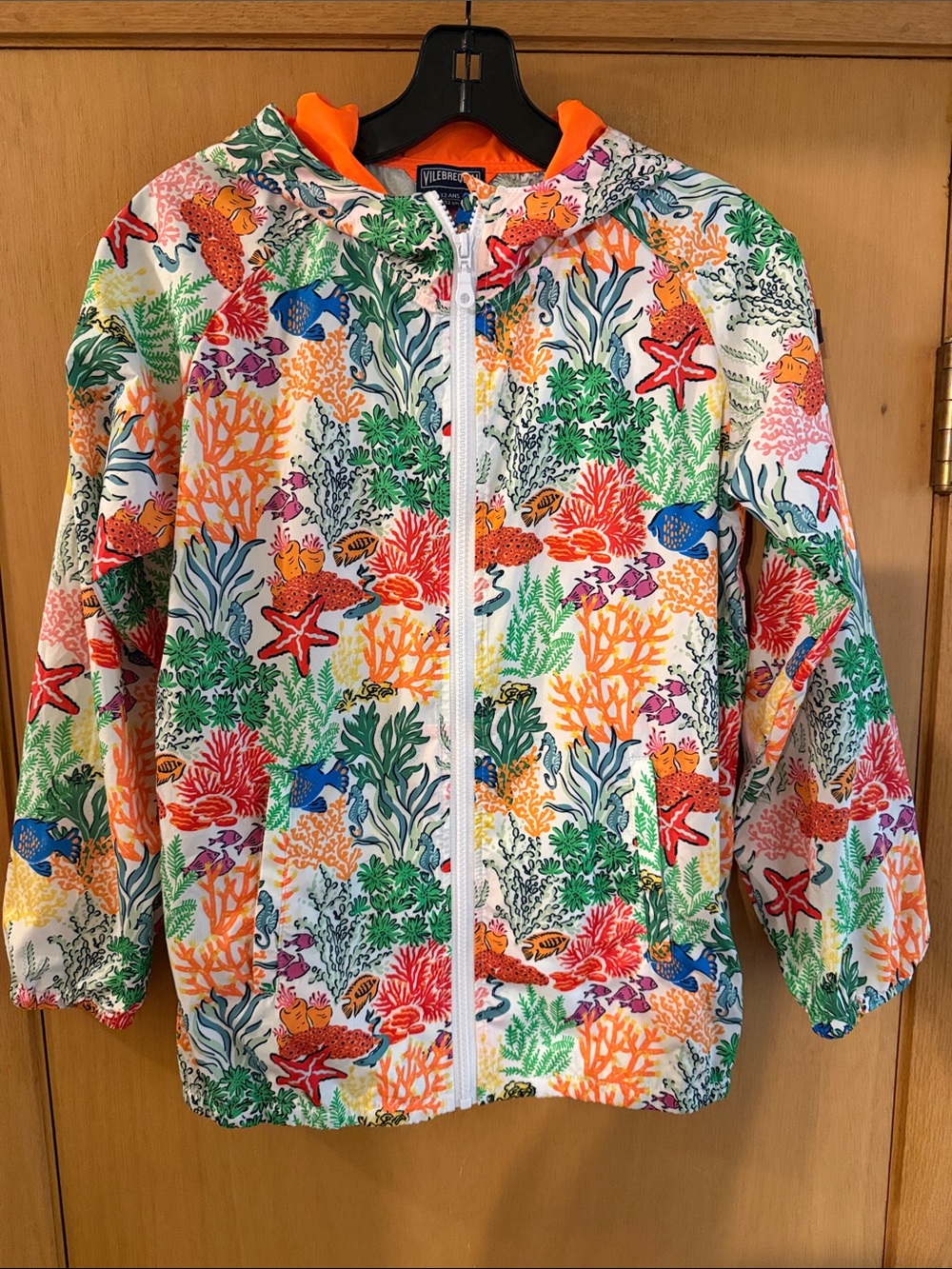 Vilebrequin Kids Coral Reef Fish Marine Hooded Swim Jacket Lightweight Orange 12